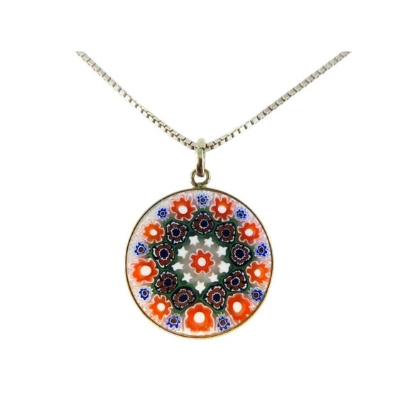Murano Glass Pendant Necklace with Sterling Silver Chain - 18.5" - Picture 1 of 9